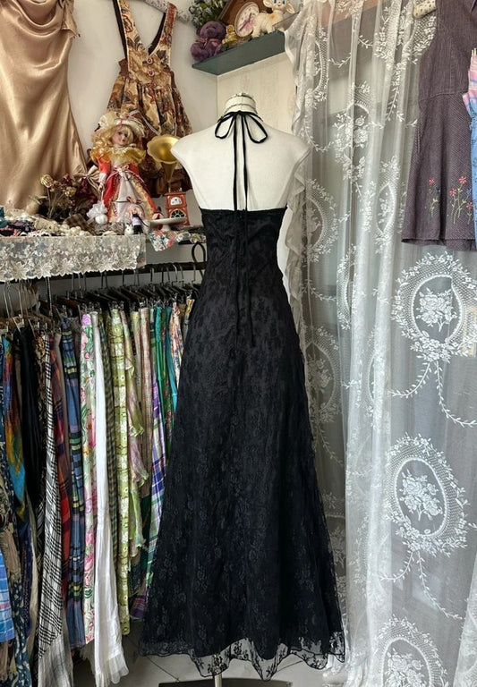 Beautiful Timeless Special Occasion Elegant Lace A-Line Halter Sleeveless Floor-Length Evening Dress
