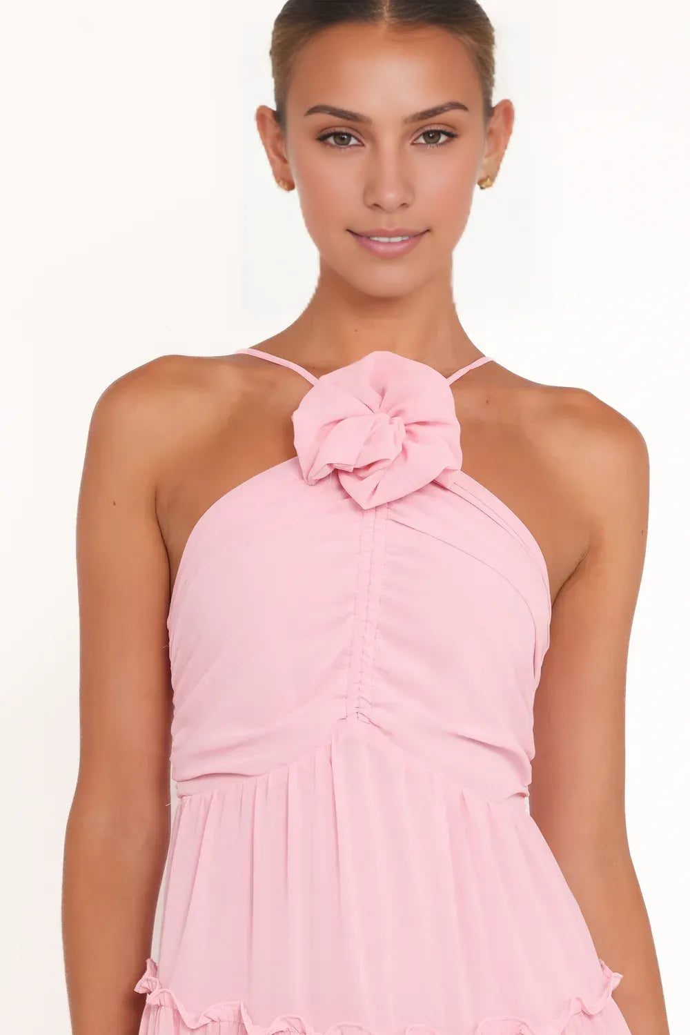 Special Occasion Sophisticated Graceful Elegant Black Chiffon A-Line Halter Sleeveless Floor-Length Prom Dress