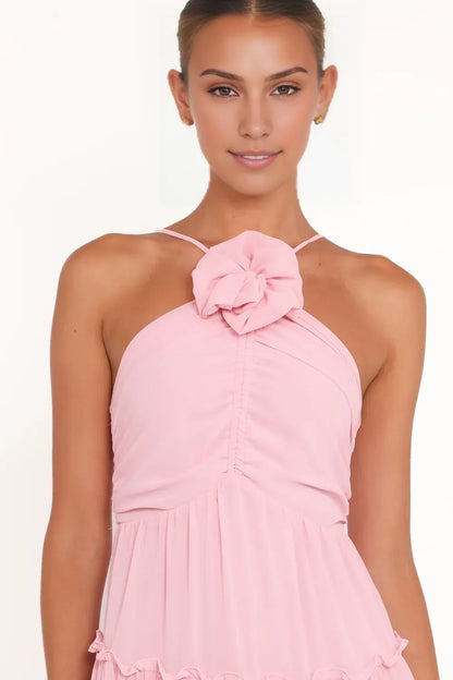 Special Occasion Sophisticated Graceful Elegant Black Chiffon A-Line Halter Sleeveless Floor-Length Prom Dress