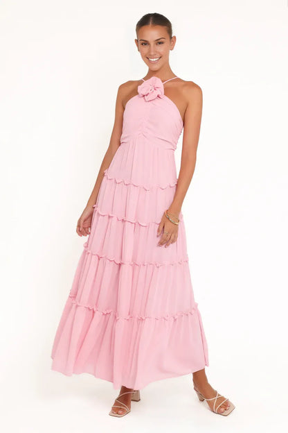 Special Occasion Sophisticated Graceful Elegant Black Chiffon A-Line Halter Sleeveless Floor-Length Prom Dress