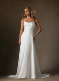 Wedding Dress Spaghetti Straps Cowl Neckline Silhouette Trimmed Train A Must