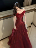Refined Beautiful Timeless Chic Elegant Red A-Line Short Sleeve Floor-Length Prom Dress