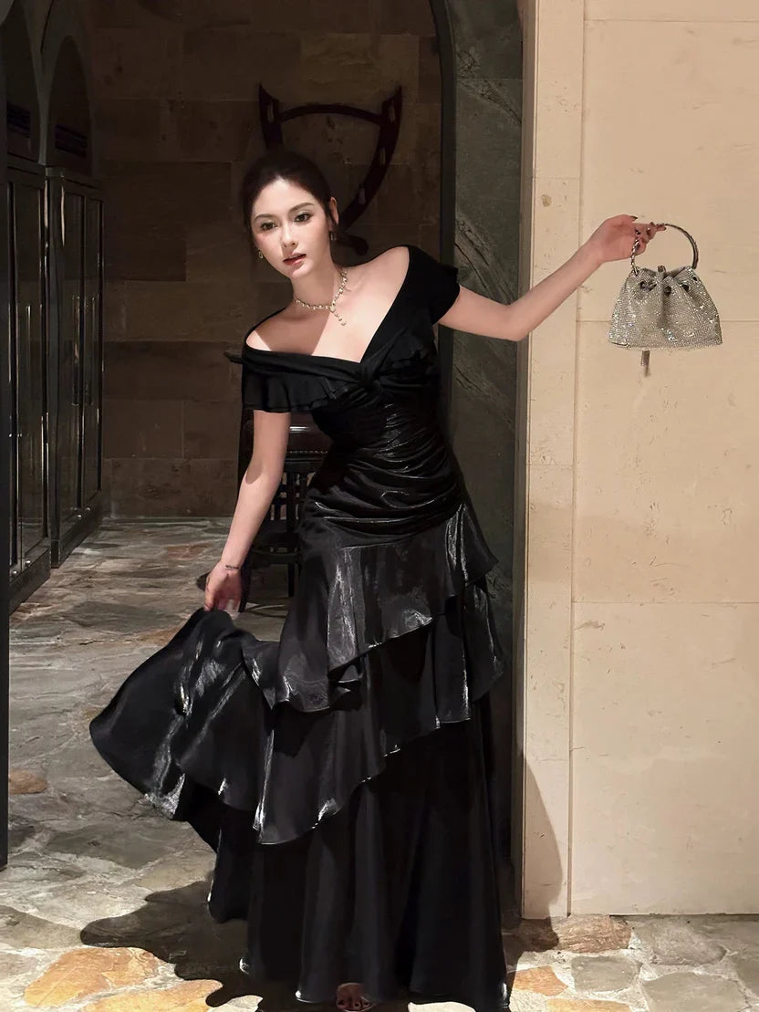 Refined Beautiful Timeless Chic Elegant Red A-Line Short Sleeve Floor-Length Prom Dress
