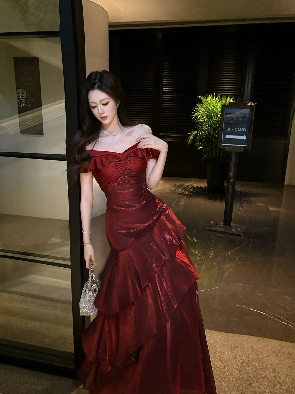 Refined Beautiful Timeless Chic Elegant Red A-Line Short Sleeve Floor-Length Prom Dress