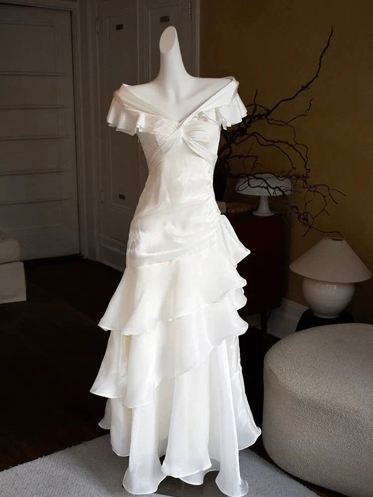 Refined Beautiful Timeless Chic Elegant Red A-Line Short Sleeve Floor-Length Prom Dress