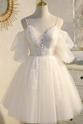 White Off-the-Shoulder Mini Homecoming Dress
