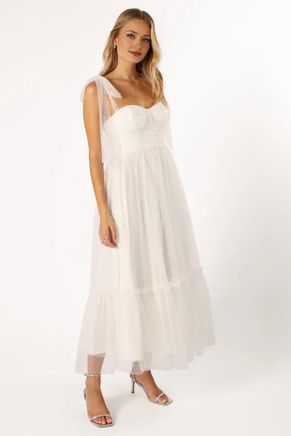Special Occasion Sophisticated Graceful Stylish Elegant White Tulle A-Line Sleeveless Prom Dress