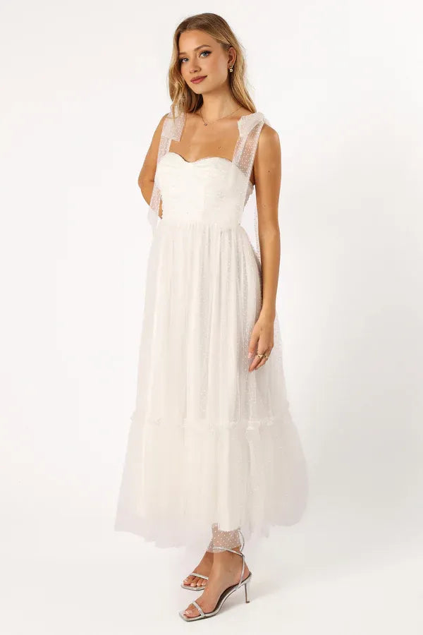 Special Occasion Sophisticated Graceful Stylish Elegant White Tulle A-Line Sleeveless Prom Dress