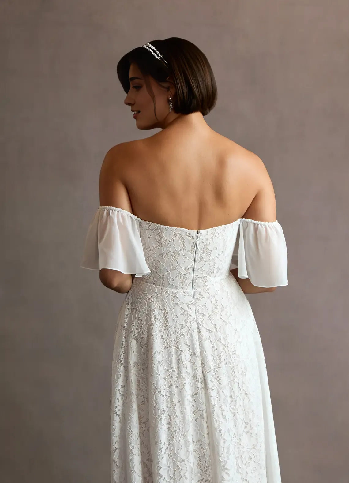 Special Occasion Sophisticated Graceful Stylish Elegant Ivory Lace A-Line Sleeveless Floor-Length Evening Dress