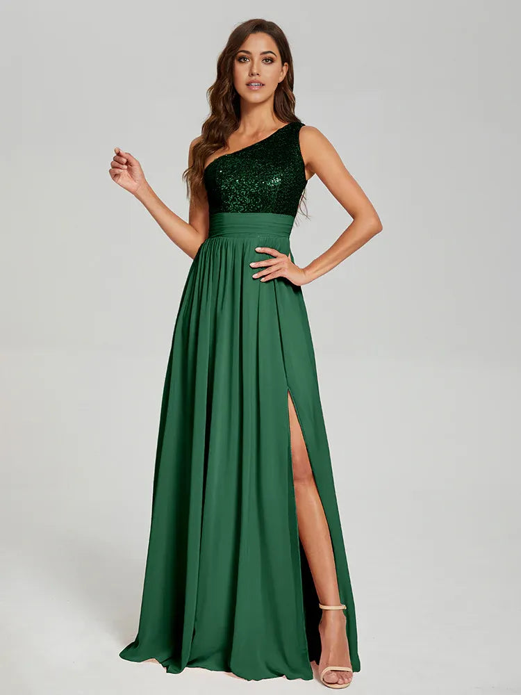 Timeless Special Occasion Sophisticated Elegant Black Sequins A-Line Sleeveless Floor-Length Prom Dress