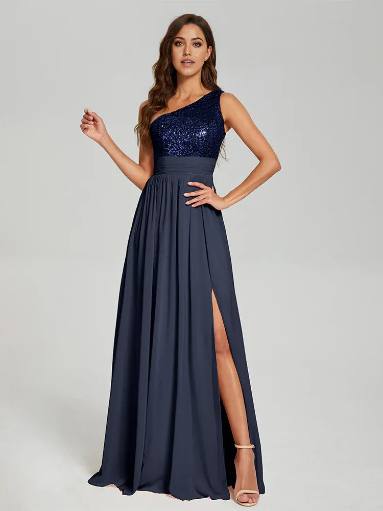 Timeless Special Occasion Sophisticated Elegant Black Sequins A-Line Sleeveless Floor-Length Prom Dress