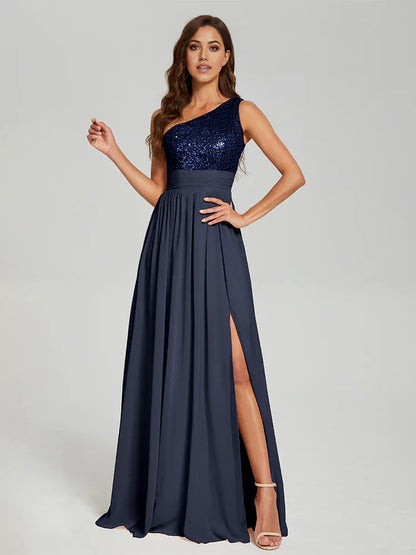 Timeless Special Occasion Sophisticated Elegant Black Sequins A-Line Sleeveless Floor-Length Prom Dress