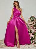 Refined Beautiful Timeless Chic Elegant Red Satin A-Line Sleeveless Floor-Length Prom Dress
