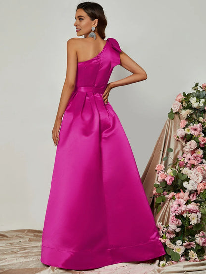 Refined Beautiful Timeless Chic Elegant Red Satin A-Line Sleeveless Floor-Length Prom Dress