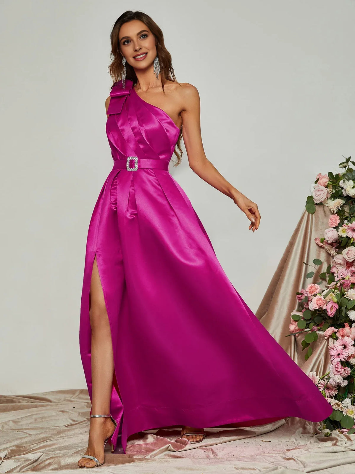 Refined Beautiful Timeless Chic Elegant Red Satin A-Line Sleeveless Floor-Length Prom Dress
