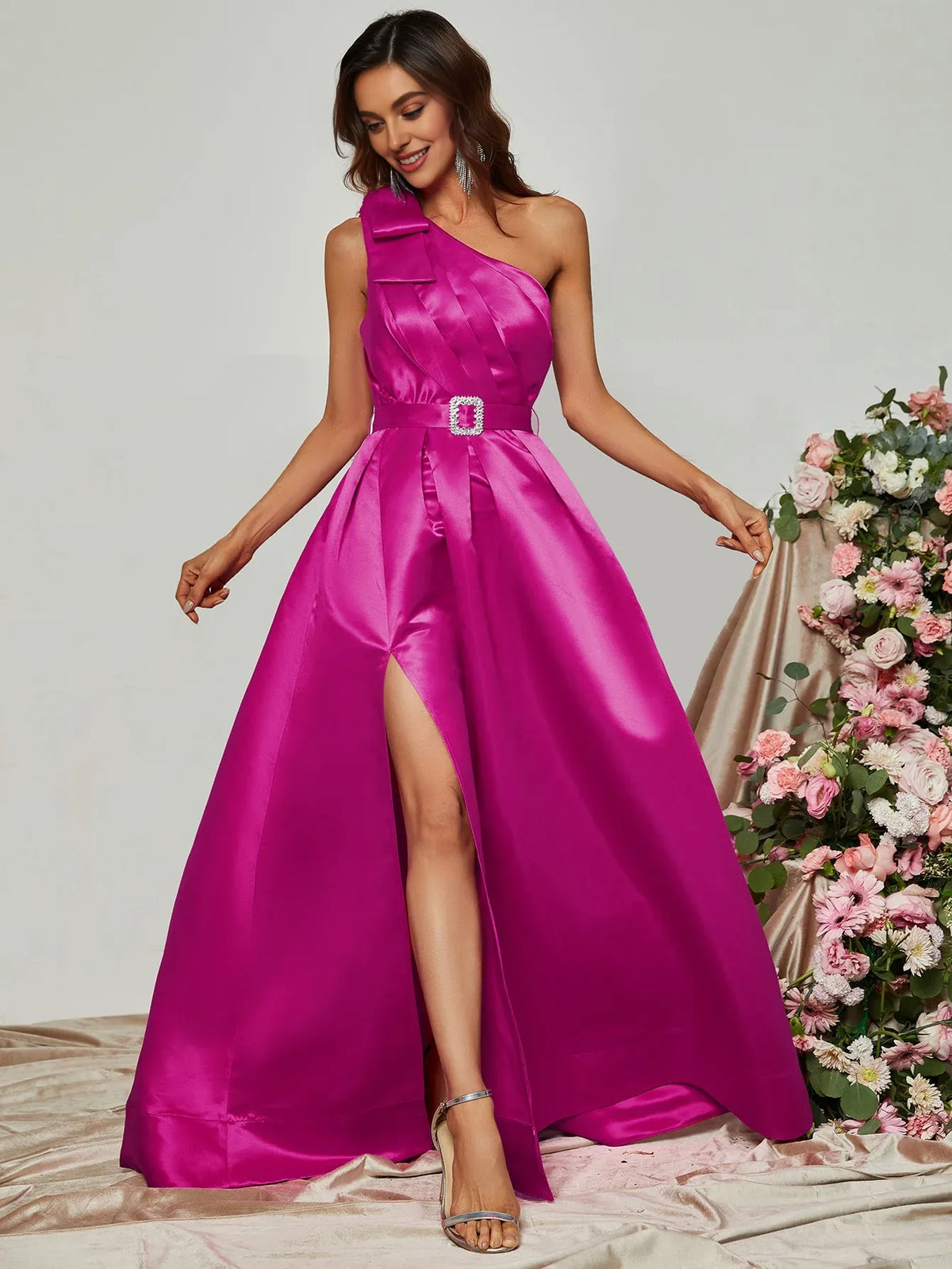 Refined Beautiful Timeless Chic Elegant Red Satin A-Line Sleeveless Floor-Length Prom Dress