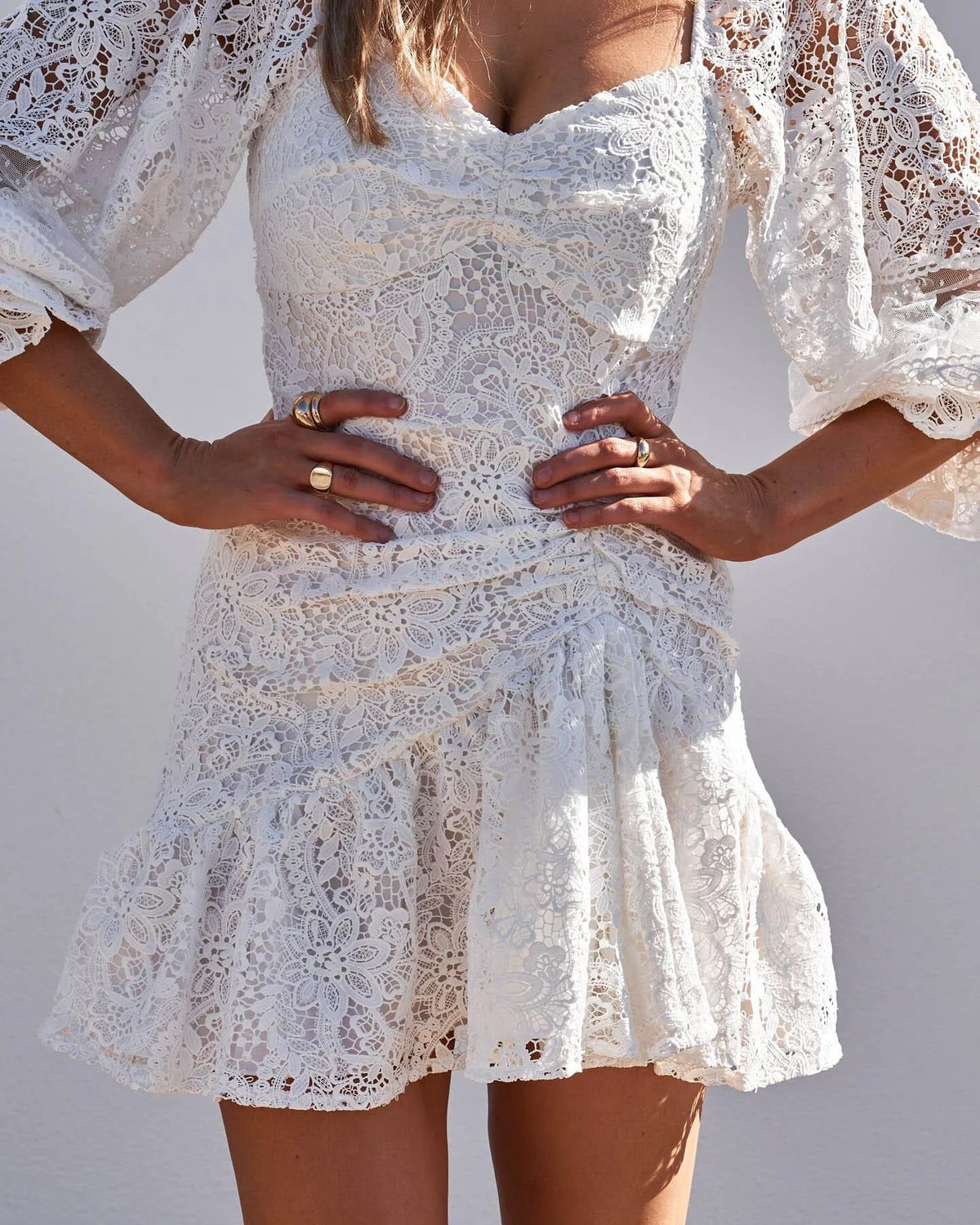 Special Occasion Sophisticated Graceful Elegant Lace A-Line Long Sleeve Mini Cocktail Dress