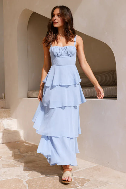 Timeless Special Occasion Elegant Light Blue Lace A-Line Sleeveless Floor-Length Prom Dress