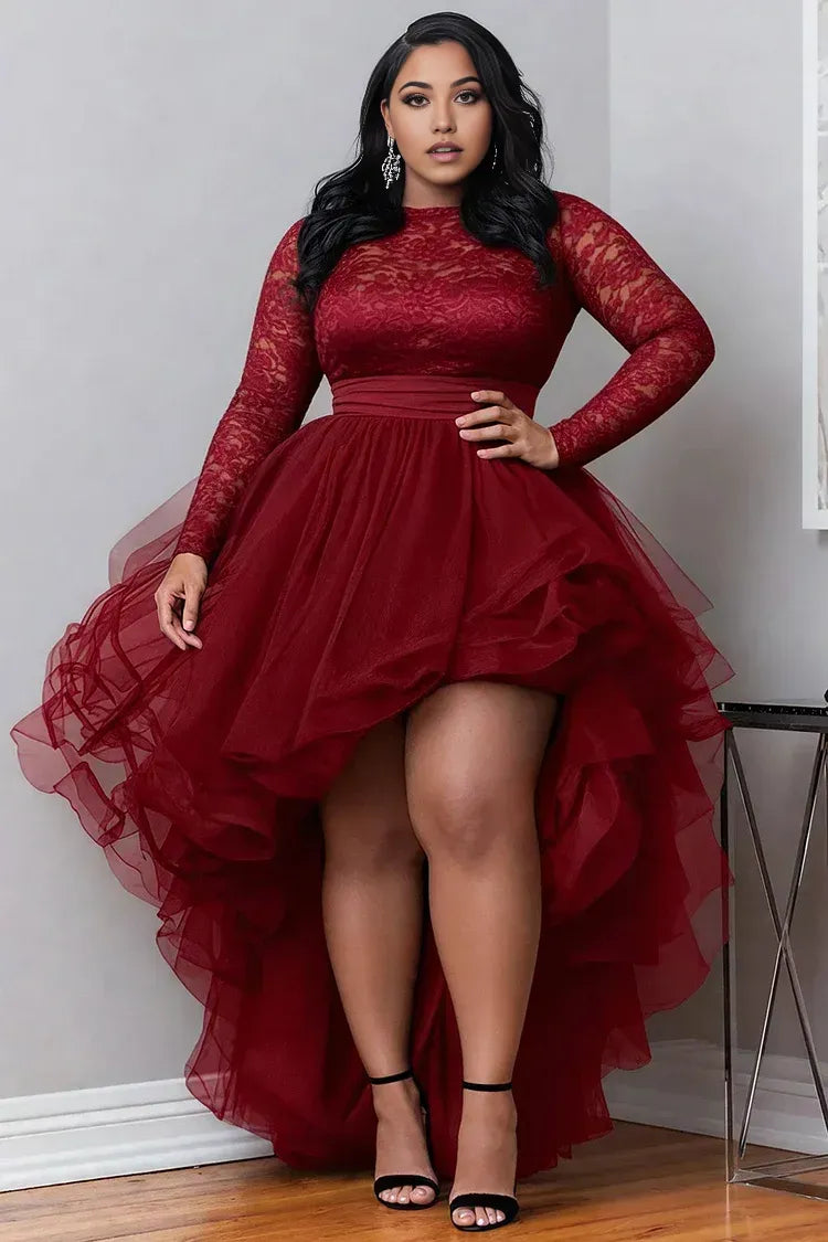 Beautiful Timeless Chic Elegant Black Tulle A-Line Long Sleeve Long Prom Dress