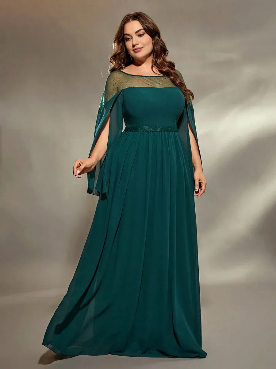 Timeless Special Occasion Sophisticated Elegant Emerald Green Chiffon A-Line Floor-Length Prom Dress