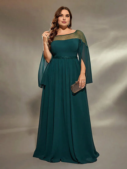 Timeless Special Occasion Sophisticated Elegant Emerald Green Chiffon A-Line Floor-Length Prom Dress