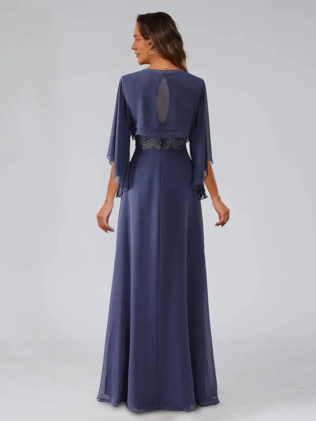 Scoop Neck Sleeveless Zip-Back Floor-Length Pleated Mother of the Bride Dresses with Appliques Rhinestones Shawl