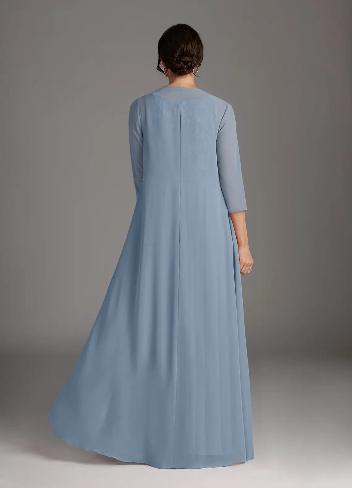 Scoop Neck Three-Quarter Sleeve Back Zip Floor-Length Formal Mother of the Bride Dress With Jacket