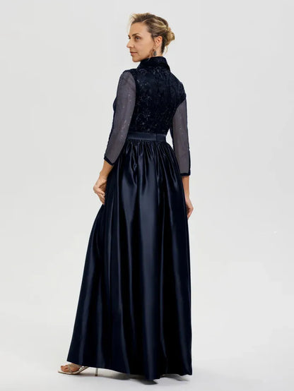 Special Occasion Sophisticated Elegant Red Satin A-Line Floor-Length Mother of the Bride Dress