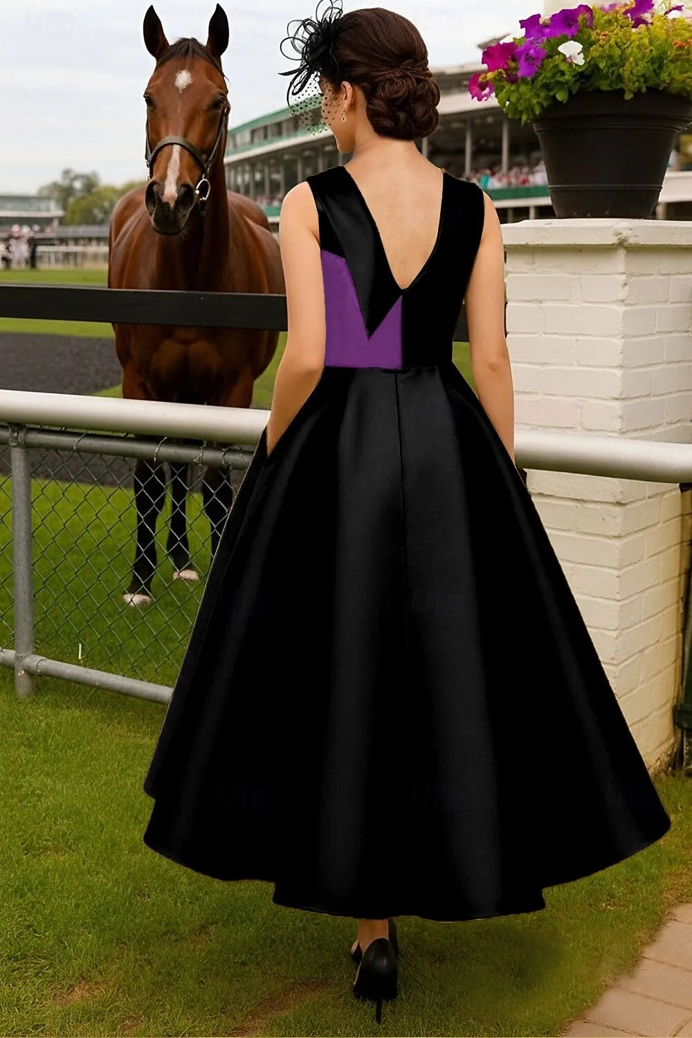 Elegant Purple Satin A-Line High Neck Sleeveless Mother of the Bride Dress