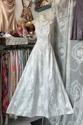 White Spaghetti Strap Floral Maxi Prom Dress
