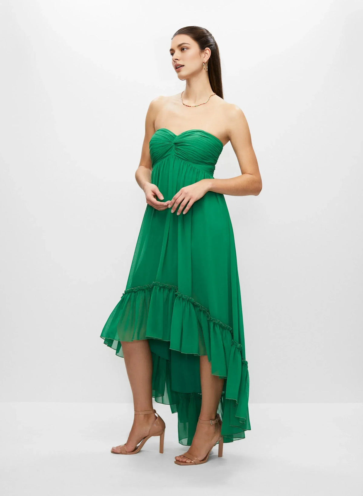 Stylish Refined Beautiful Timeless Elegant Emerald Green A-Line Asymmetric Sleeveless Prom Dress