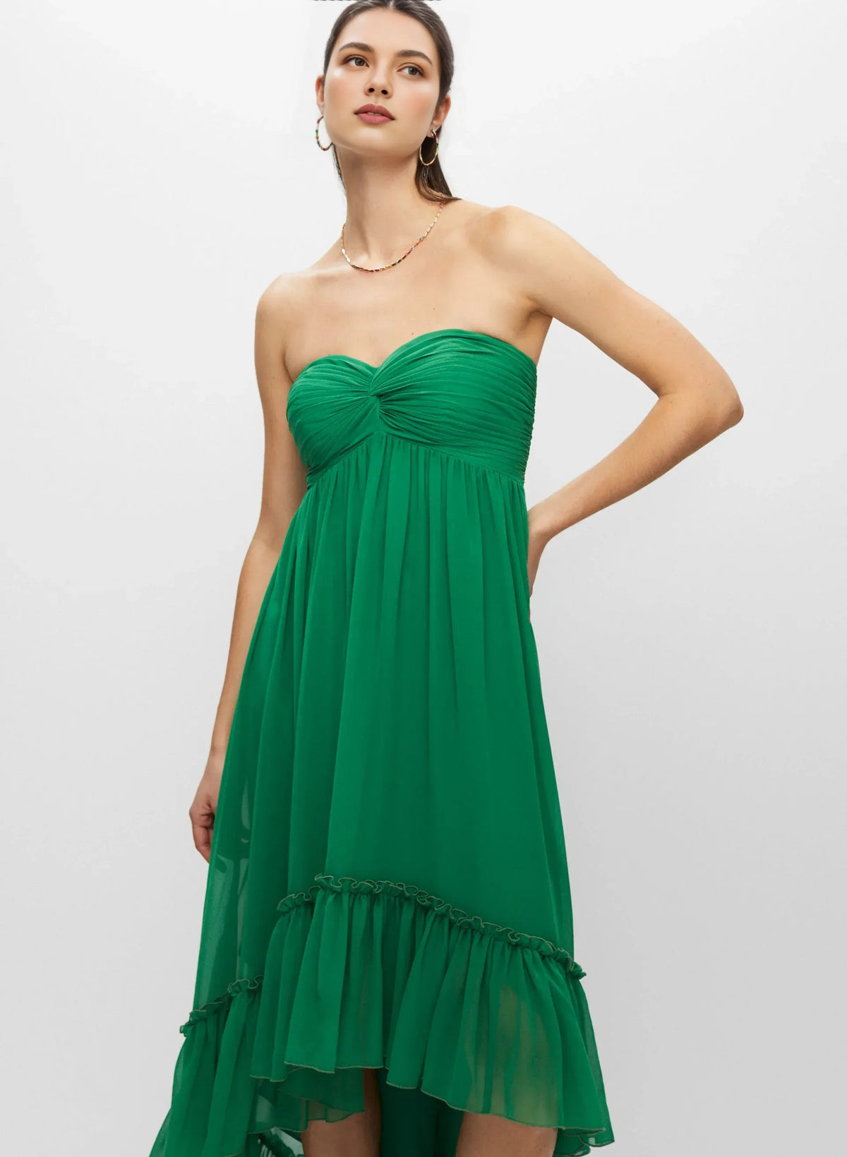Stylish Refined Beautiful Timeless Elegant Emerald Green A-Line Asymmetric Sleeveless Prom Dress