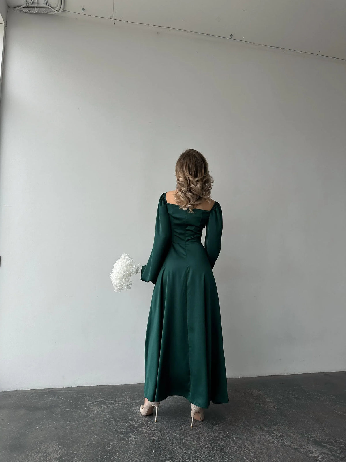Special Occasion Sophisticated Graceful Elegant Satin A-Line Square Neck Pleated Floor-Length Prom Dress