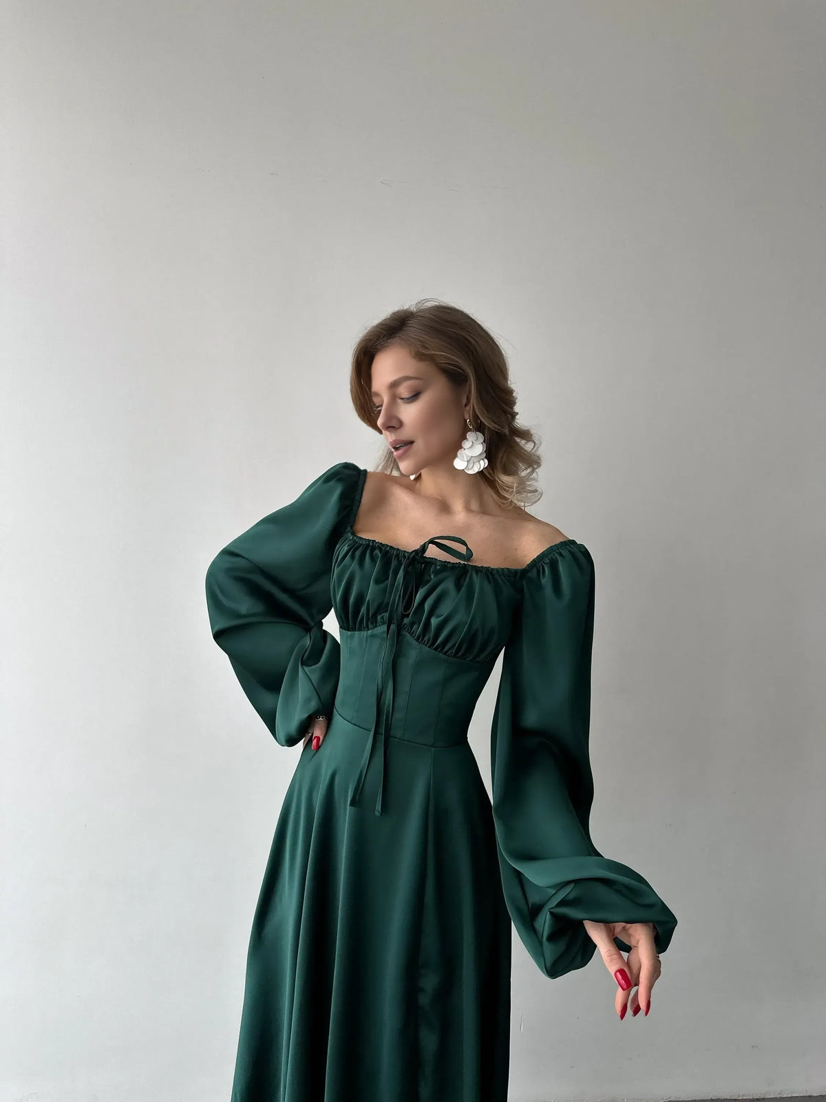 Special Occasion Sophisticated Graceful Elegant Satin A-Line Square Neck Pleated Floor-Length Prom Dress