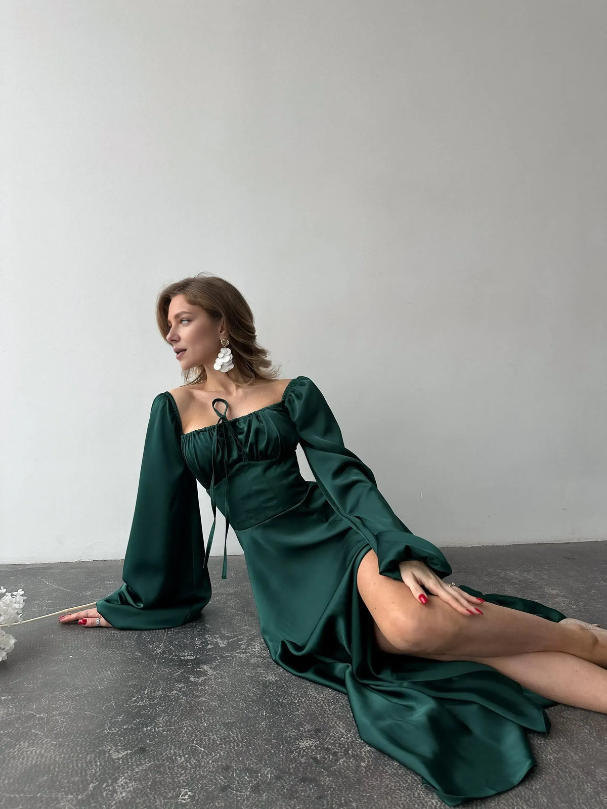 Special Occasion Sophisticated Graceful Elegant Satin A-Line Square Neck Pleated Floor-Length Prom Dress