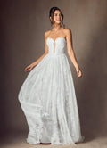 Strapless Wedding Dresses Strapless Sweetheart Neck Sheer Bodice Detailing Voluminous Skirt Train for Brides