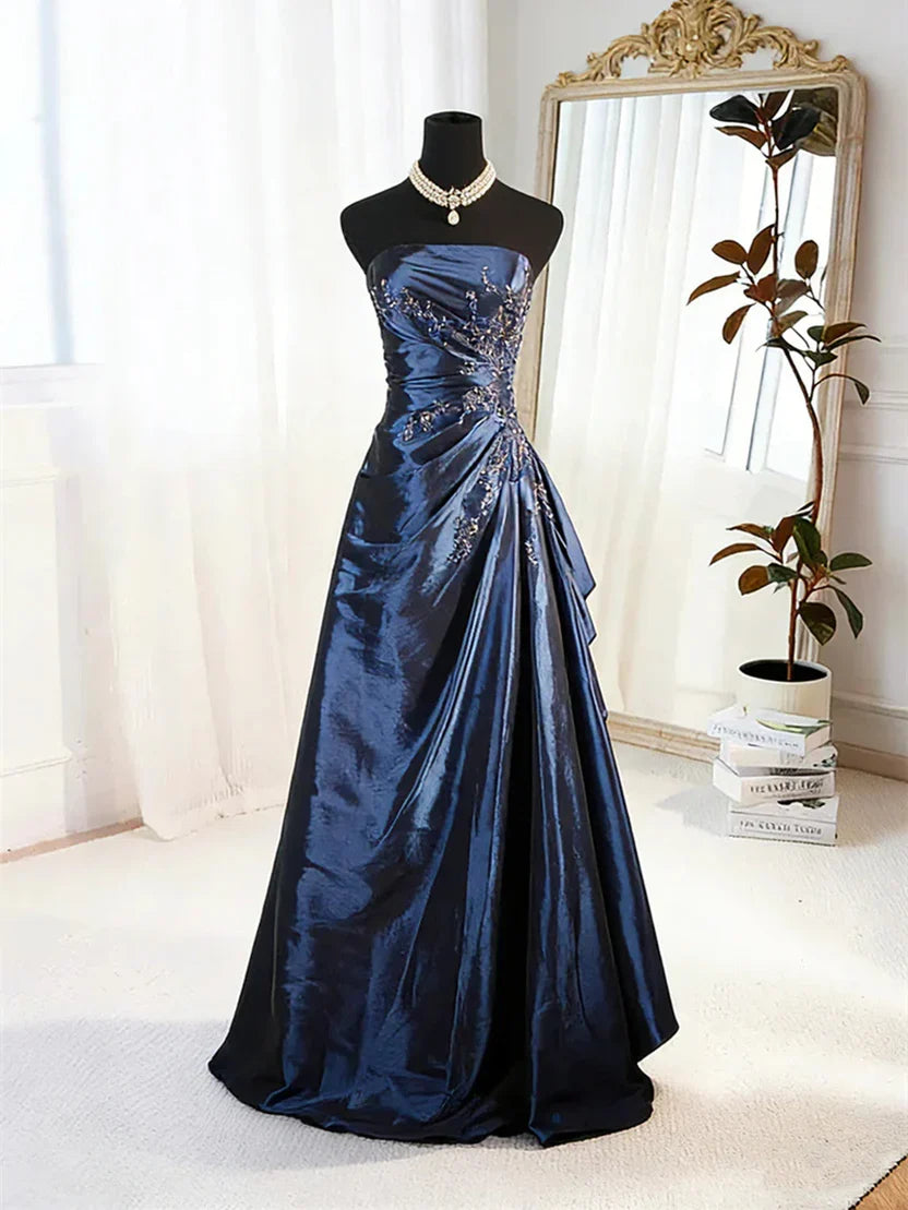 Graceful Stylish Refined Beautiful Timeless Elegant A-Line Strapless Sleeveless Floor-Length Prom Dress