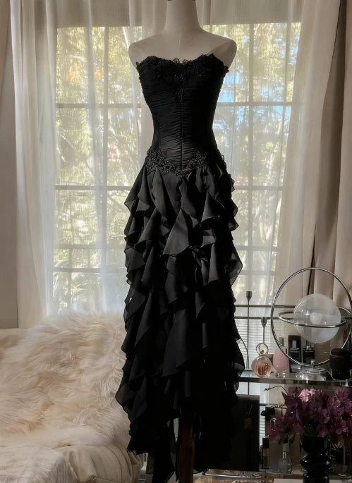 Stylish Refined Beautiful Elegant Purple Lace A-Line Strapless Sleeveless Floor-Length Prom Dress