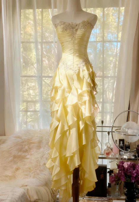 Stylish Refined Beautiful Elegant Purple Lace A-Line Strapless Sleeveless Floor-Length Prom Dress