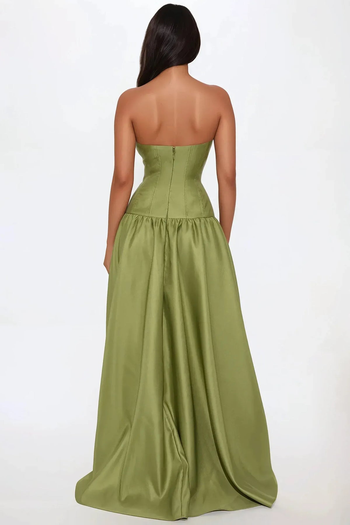 Special Occasion Sophisticated Graceful Elegant Red Satin A-Line Strapless Sleeveless Prom Dress