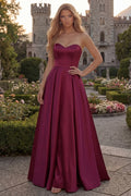 Burgundy Strapless Sweetheart Maxi Prom Dress Hot Sale