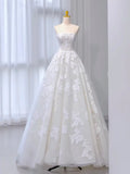 Ivory Strapless Sweep Train Long Wedding Dress