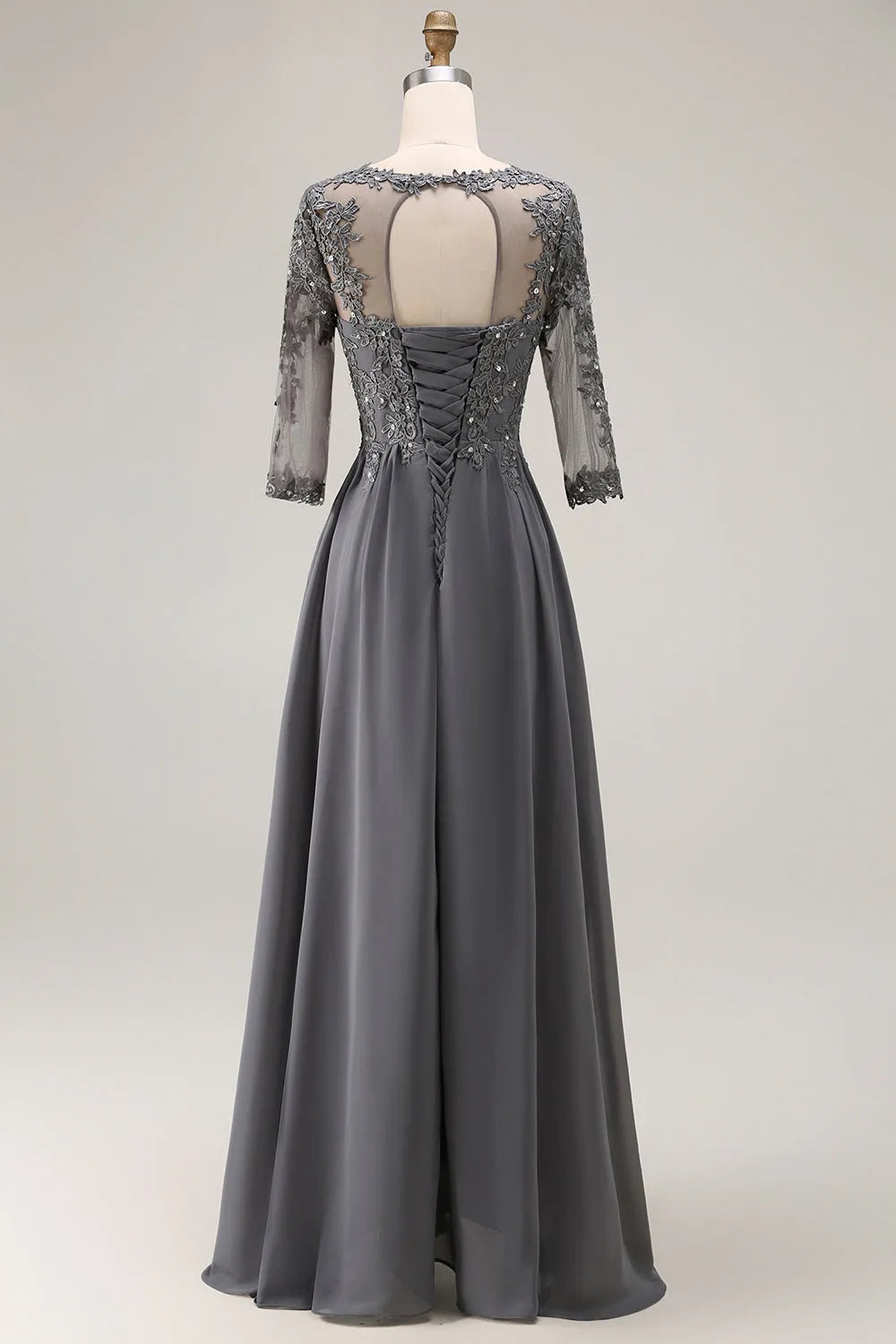 Sweetheart Neck Half Sleeve Lace-Up Back High-Low Mother of the Bride Dresses with Appliqued
