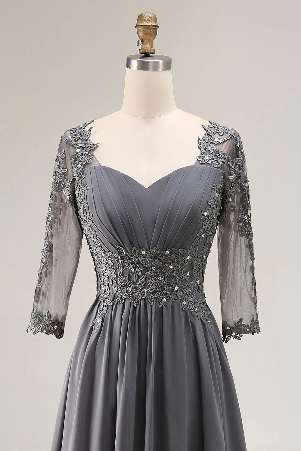 Sweetheart Neck Half Sleeve Lace-Up Back High-Low Mother of the Bride Dresses with Appliqued