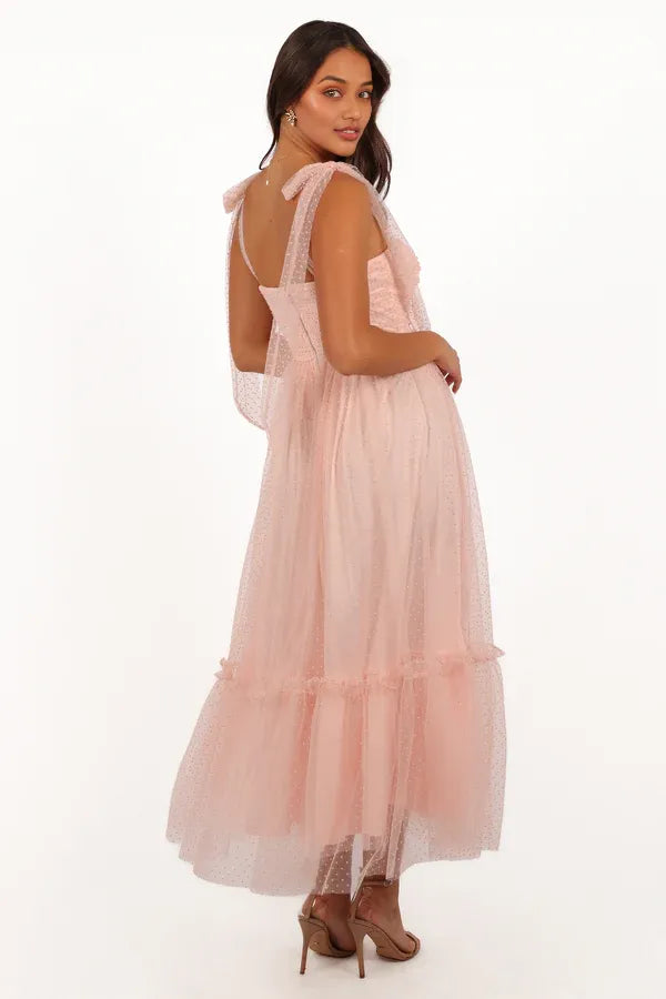 Refined Beautiful Timeless Elegant Blush Pink Tulle A-Line Sweetheart Sleeveless Prom Dress