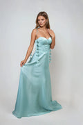 Sweetheart Neck Sleeveless Floral-Embellished Back Zip Floor-Length Prom Dresses