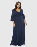 Beautiful Timeless Elegant Navy Blue Chiffon A-Line Mother of the Bride Dress