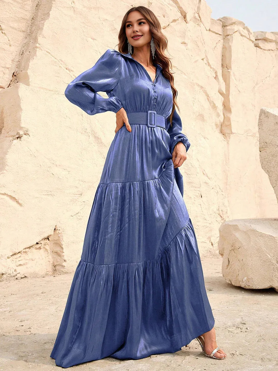 Graceful Stylish Refined Beautiful Elegant Olive Green Satin A-Line Floor-Length Prom Dress