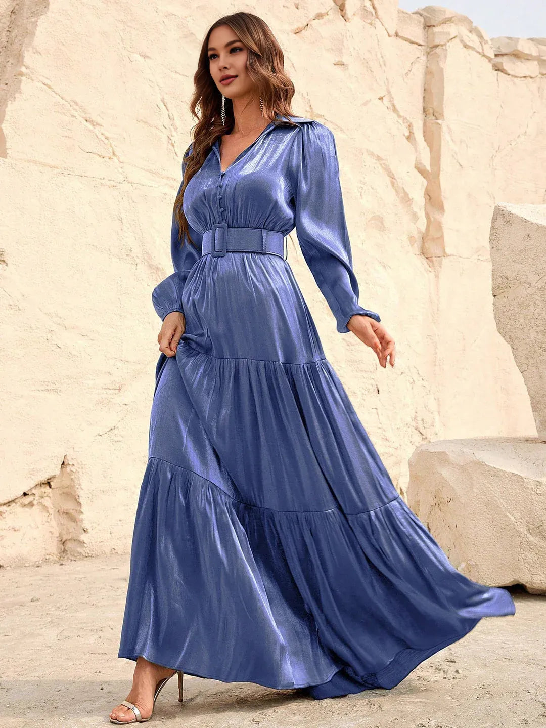 Graceful Stylish Refined Beautiful Elegant Olive Green Satin A-Line Floor-Length Prom Dress