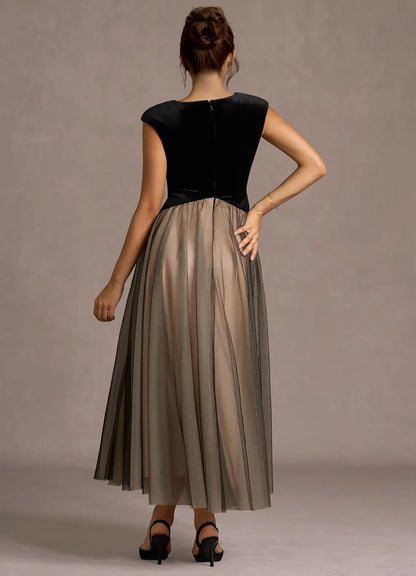 Special Occasion Sophisticated Graceful Stylish Refined Elegant Black Tulle A-Line Sleeveless Evening Dress